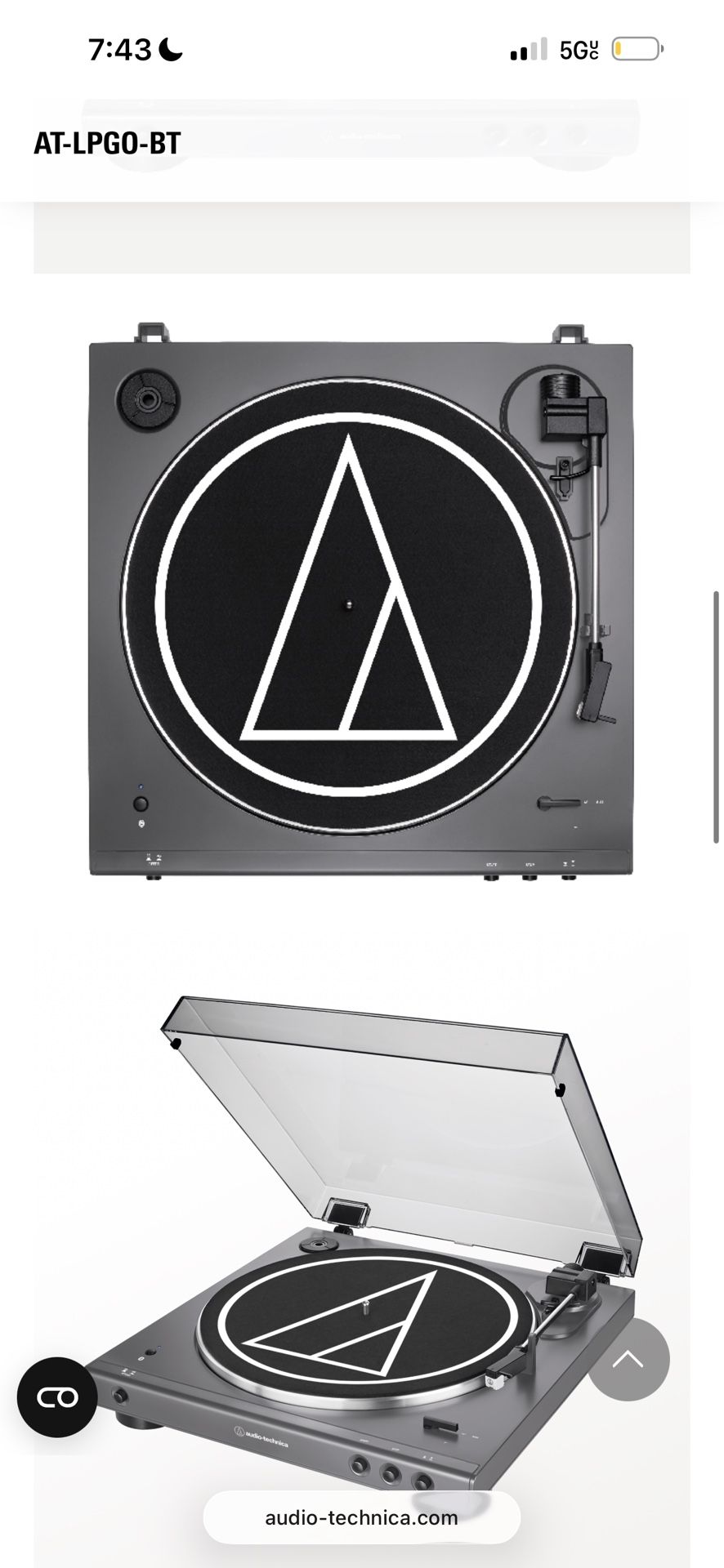 Audio Technica Record Player/TurnTable AT-LPGO-BT