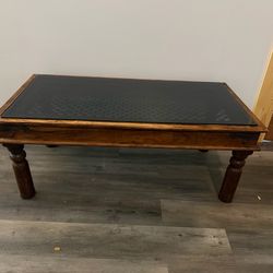 Solid Wood Coffee Table w/ Removable Glass Top - 48” x 24
