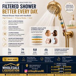 Gold Filtered Handheld Shower Head