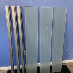 Glacier Opaque Glass Shelves with Silver Brackets 48” x 8”