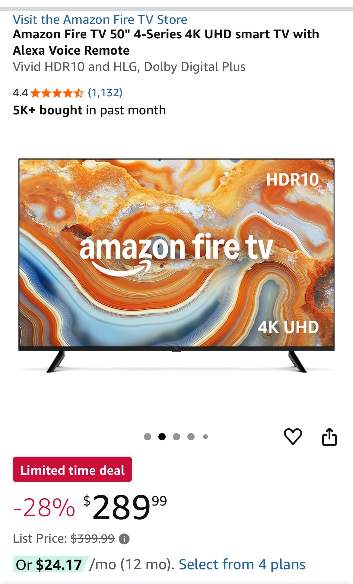 50” HD UHD Amazon Fire tv