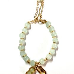 Gold Plated Jade Jadeite Bead Beads Bangle Bracelet Peanut 