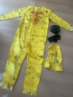 Biohazard Hazmat Suit Halloween Costume w/ Gas Mask & Gloves