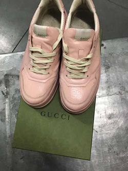 Gucci Pink Leather Low-Top Sneakers
