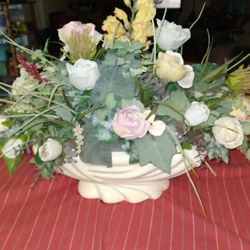 White Vase With Flowers