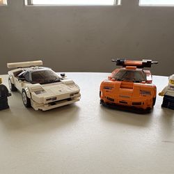 Lego McLaren F1 LM 76918 and LEGO Speed Champions Lamborghini Countach 76908, Race Car Toy Model Replica, Collectible Building Set with Racing Driver