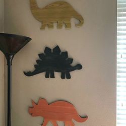 3 Large Wooden Dinosaurs Wall Decor