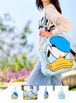 Big face Donald Duck large canvas tote bag