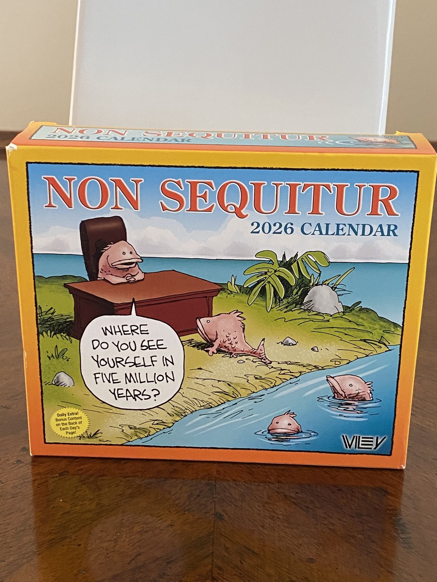 2026 non-sequitur desk calendar from award-winning cartoonist Wiley Miller - BRAND NEW IN ORIGINAL PACKAGING