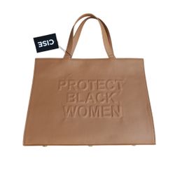 NWT CISE "Protect Black Women" Tan Vegan Leather Tote Bag - Medium
