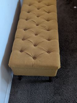 Tufted Upholstered Bench Ottoman yellow