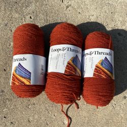 3 Skeins Loops & Threads Soft Classic Acrylic Yarn Medium Weight Clay Colored