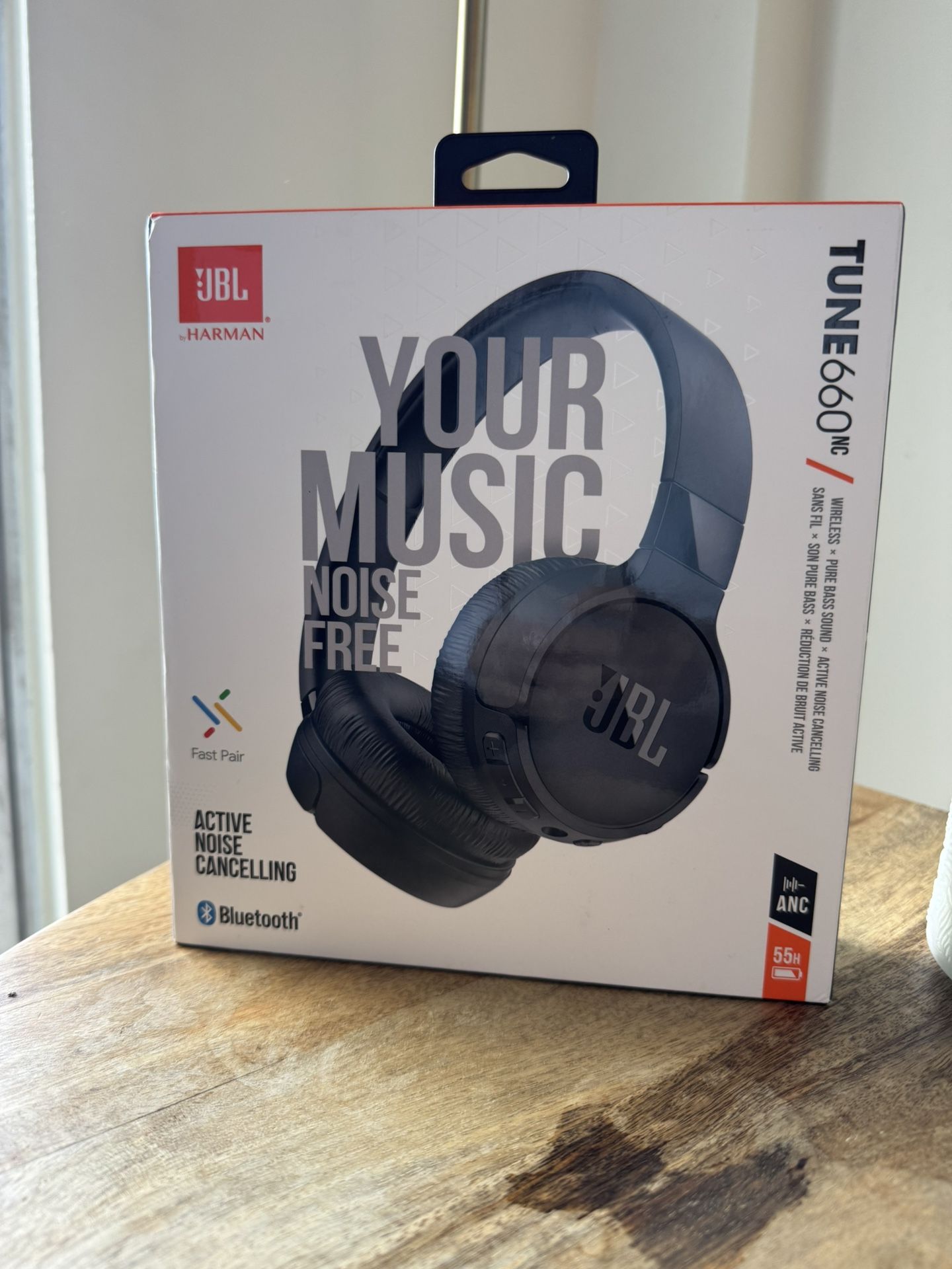 Black JBL Tune 660NC wireless Headphones with Active Noise Cancelling
