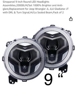 Pair of 9” inch round headlights led rgb