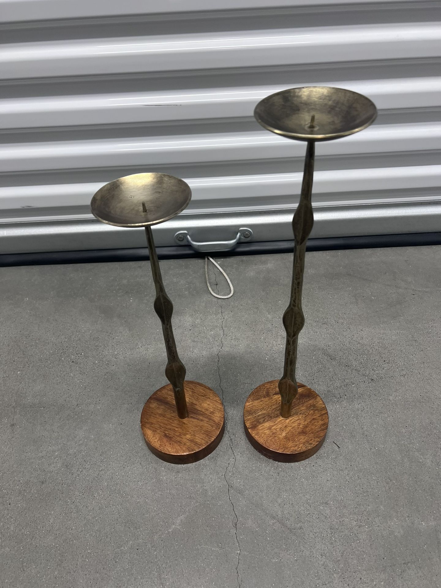 Gold And Wood Pillar Holders