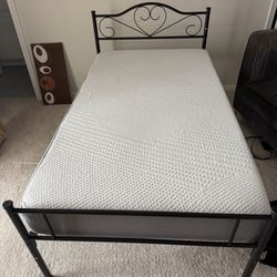 Twin Bed Frame + Mattress – Like New – $100
