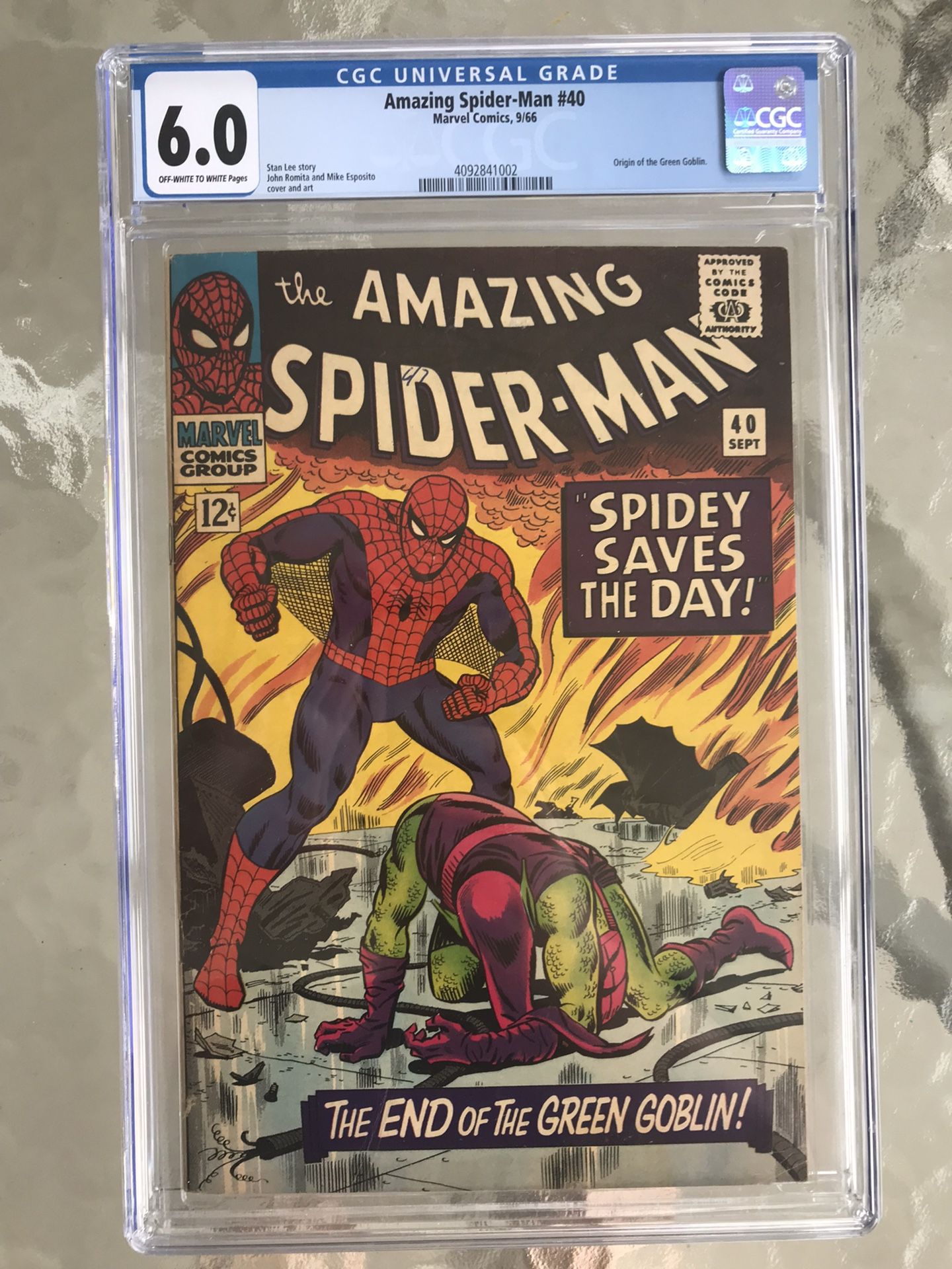 Amazing Spider-Man #40 (1967) CGC 6.0 — O/w To White Pages; Green Goblin Origin
