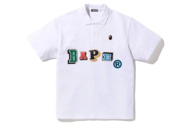 BAPE multi font relaxed fit polo white xl men’s t shirt