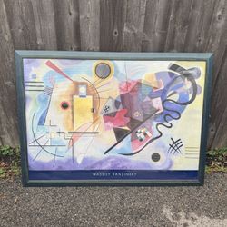 framed print of the painting Yellow-Red-Blue by Wassily Kandinsky  