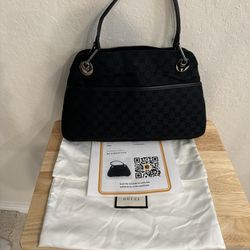 GUCCI Black GG Canvas Eclipse Bag