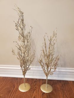 Unbranded Decorative tabletop glitter twig branch shimmering gold stand Christmas Xmas Decor Home