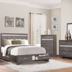All New Queen Storage Bed , Dresser, Mirror And Nightstand All With Hidden Drawers Just $899