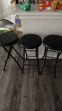 Set of 3 Black Folding Bar Stools