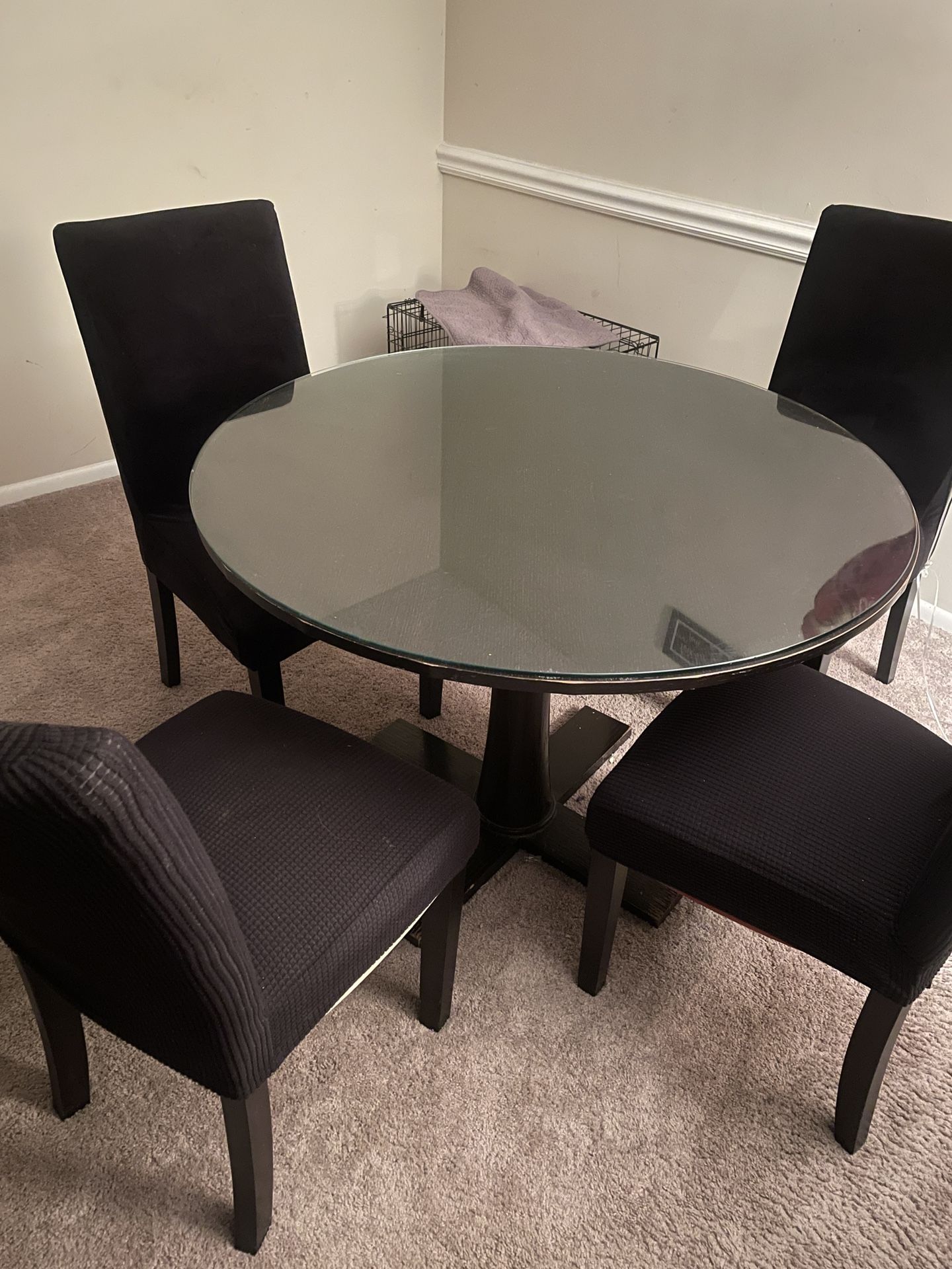 75&As Is Dining Table With Seat Covers & Chairs!
