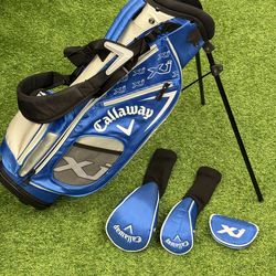 Callaway XJ Junior Stand Golf Bag | 5-Way Top | Blue | Dual Strap Carry W/ Head Covers Included