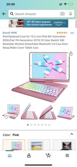 iPad Keyboard Case for 10.2 inch iPad 8th Generation 2020,iPad 7th Generation 2019,10 Color Backlit 360 Rotatable Wireless Detachable Bluetooth 5.0 Ca