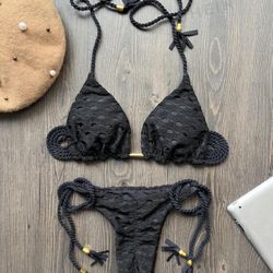 Black Scrunch Butt Bikini Size M