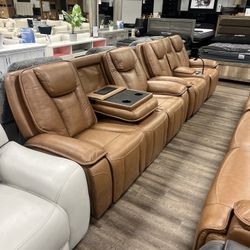 Power Reclining Set, With Lumbar Adjust, Headrest And Wireless Chargers!  