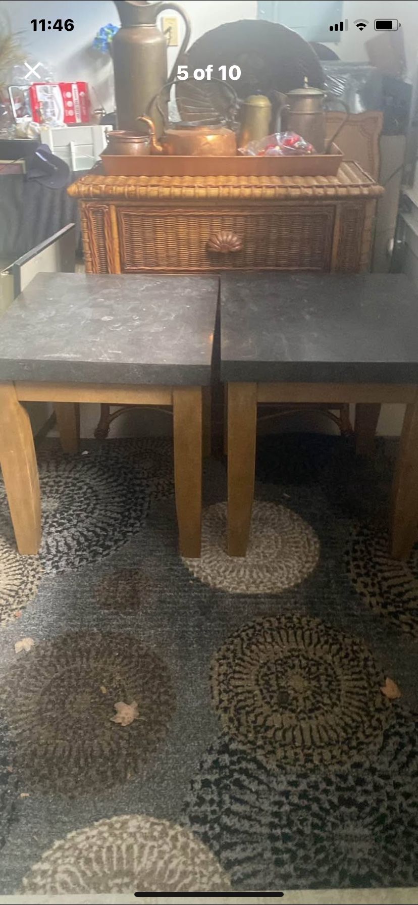 Stone Top End Tables. Rugs Room Divider Wicker Chest Ottoman