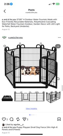 Puppy Playpen Small Dog Fence 24in High-6 Panels and 8 Panels