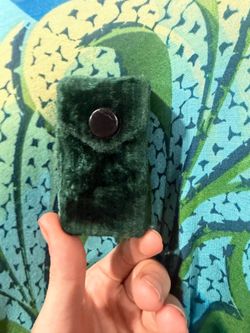 perfume, and green velvet case vintage J&S Saleh Yadgar perfume, and green velvet case