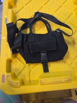 Forever 21 Black Canvas Mini Duffel Crossbody Bag Adjustable Strap