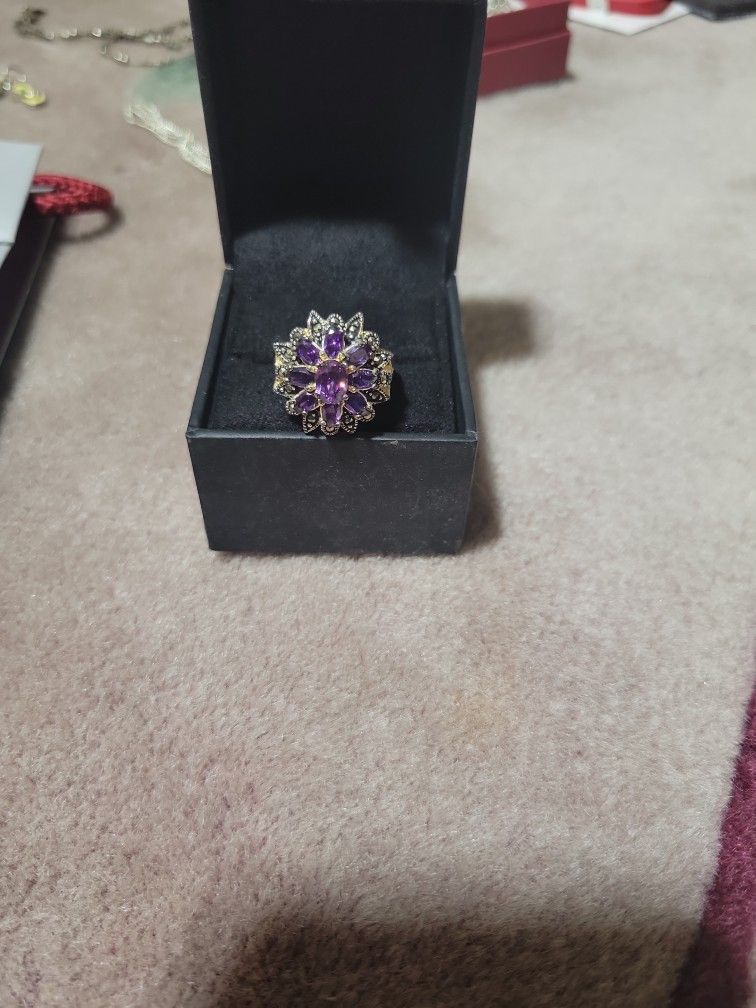 PANDORA PURPLE FLORAL RING NEW/UNUSED SIZE 8/9
