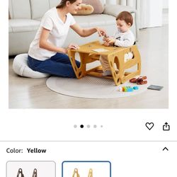 Wooden Table/Step Stool W/wheels 