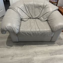 Natuzzi Grey Leather Chairs