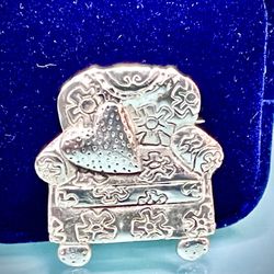 Sterling Silver3D Love Seat Chair Brooch