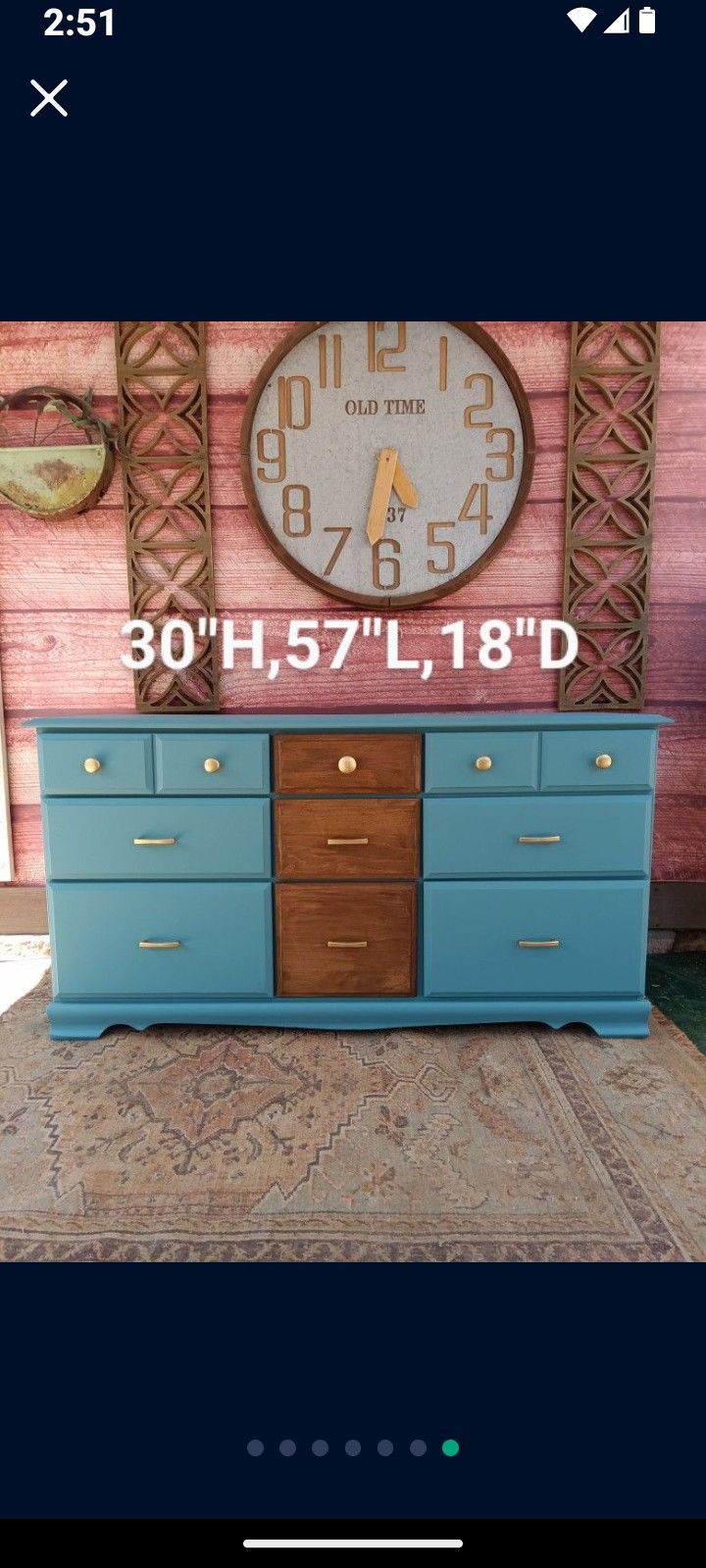 Teal 9/Drawer Wood Dresser