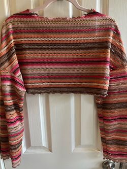 Striped Crochet Knit Crop Top