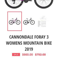 Cannondale foray 3 women’s mountain bike 