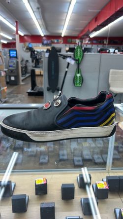Black Leather Slip-On Sneaker with Metal Studs