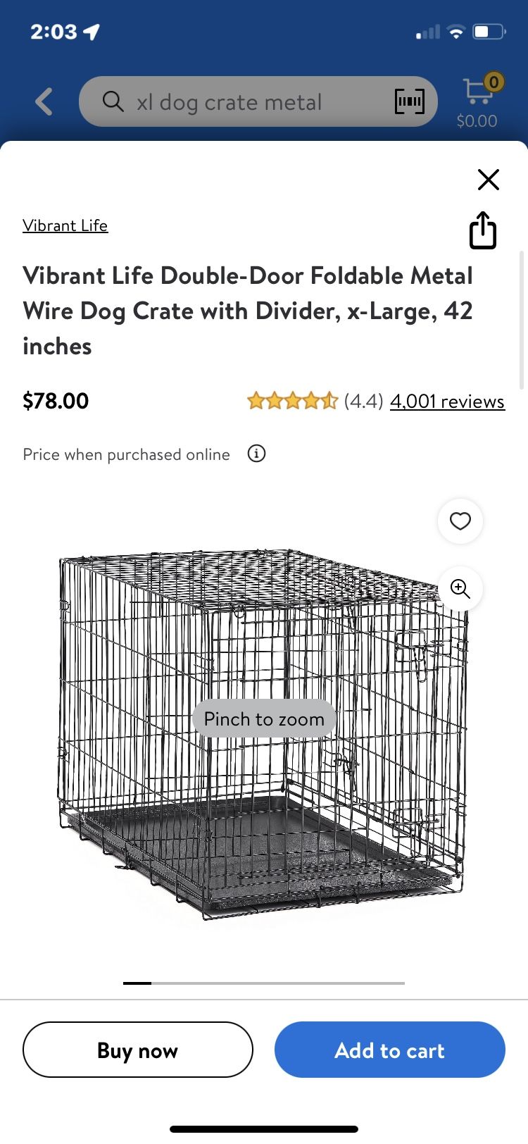 Xl Dog Crate And With Bed 42”