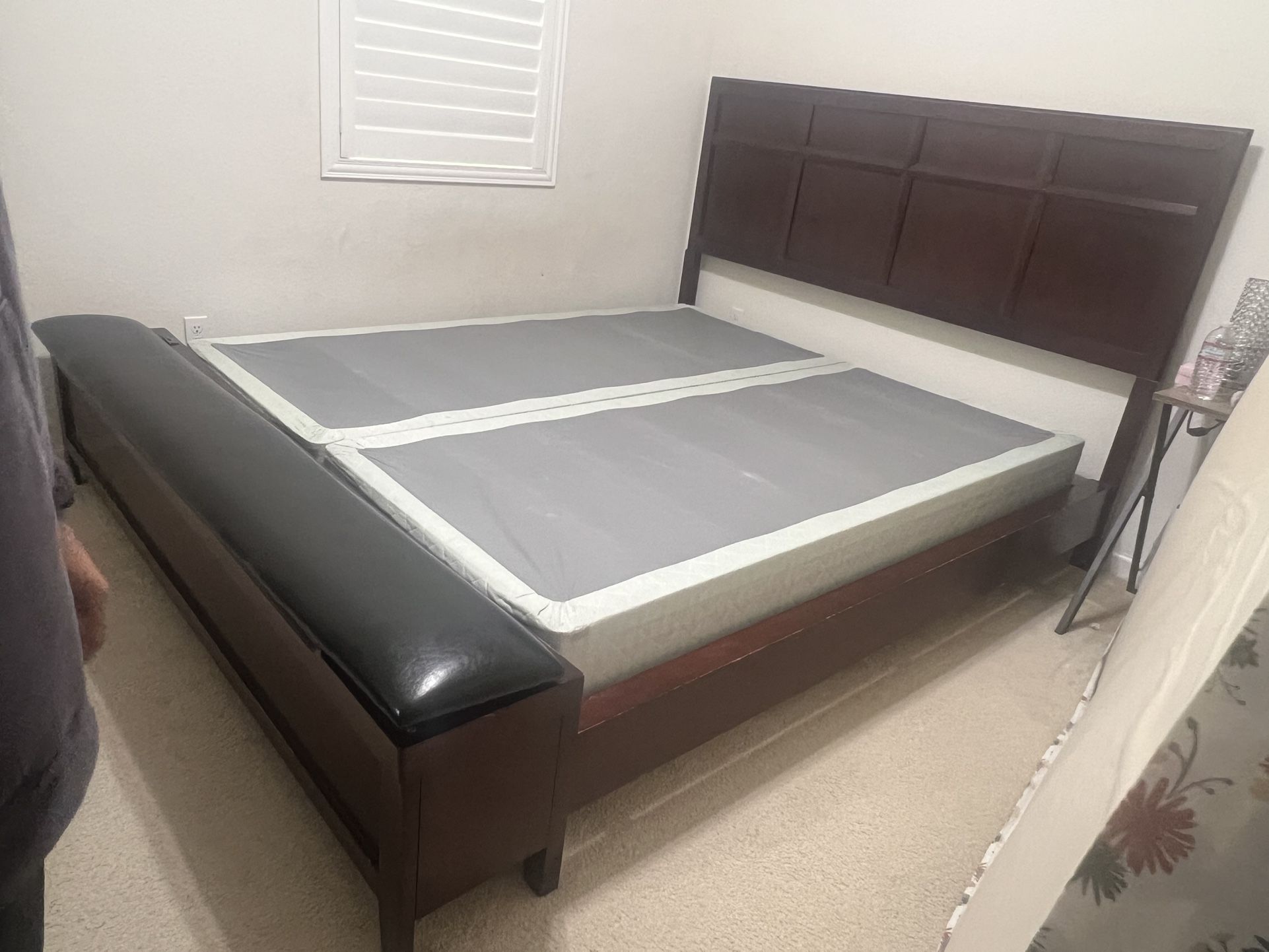California King Bed with storage Box Spring Included and Dresser with mirror on SALE