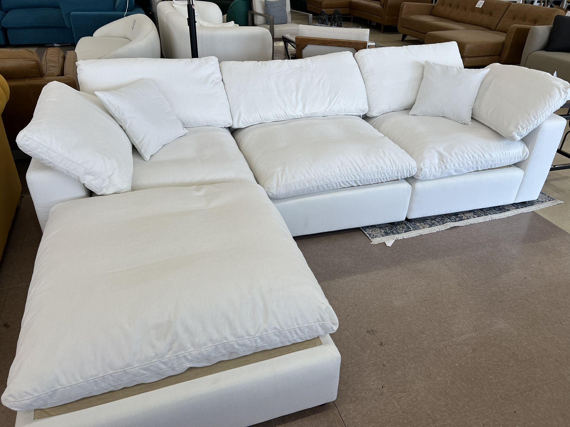 Cloud 4 Piece White Sectional Sofa 