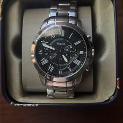 Silver Fossil Watch 