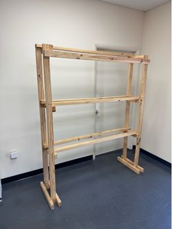 wooden display shelving