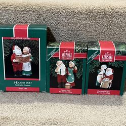 Hallmark Holiday Duet 1989 popcorn party 1990 checking his list 1991 lot of 3